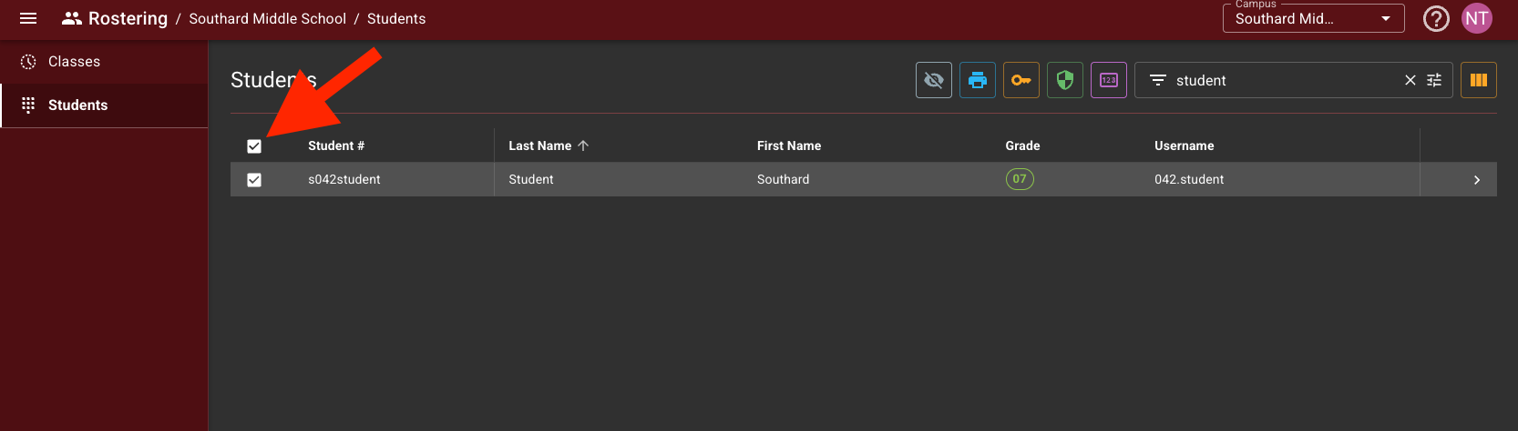 Header row checkbox